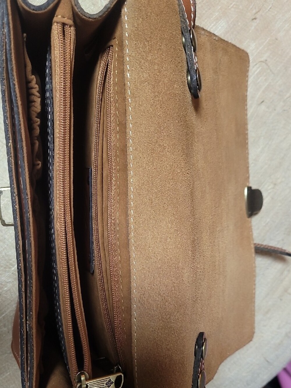 Patricia Nash Cognac Leather Crossbody Satchel - Picture 4 of 9